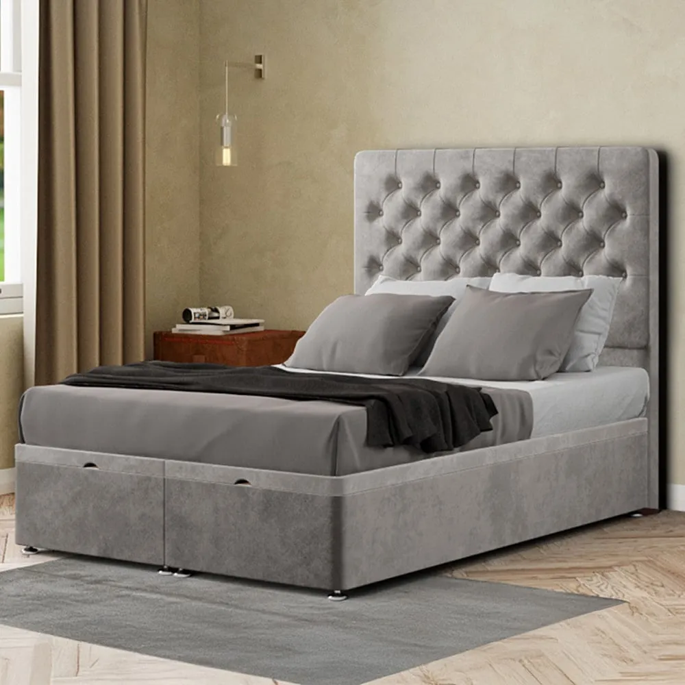 Winchester Single Ottoman Bed with Storage - Silver