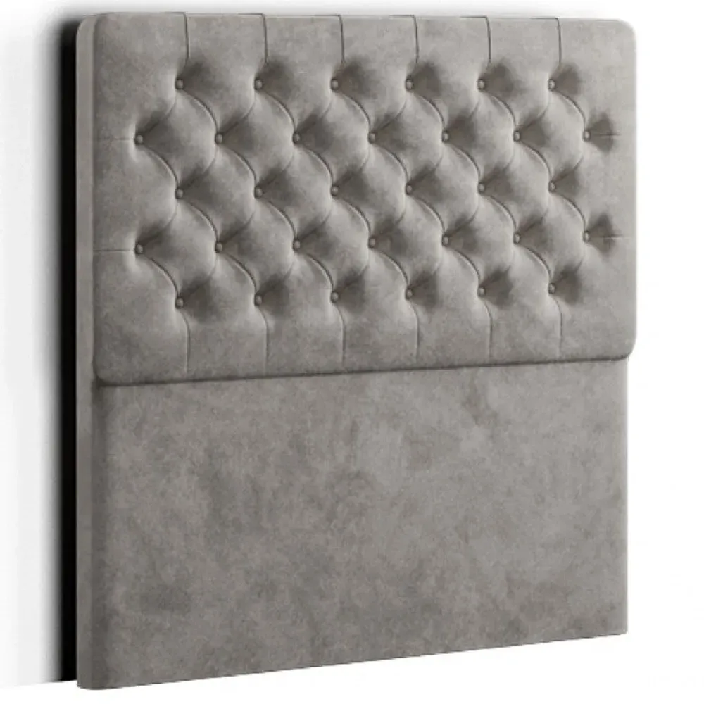 Winchester Small Double Floor Standing Headboard - Silver, Plush