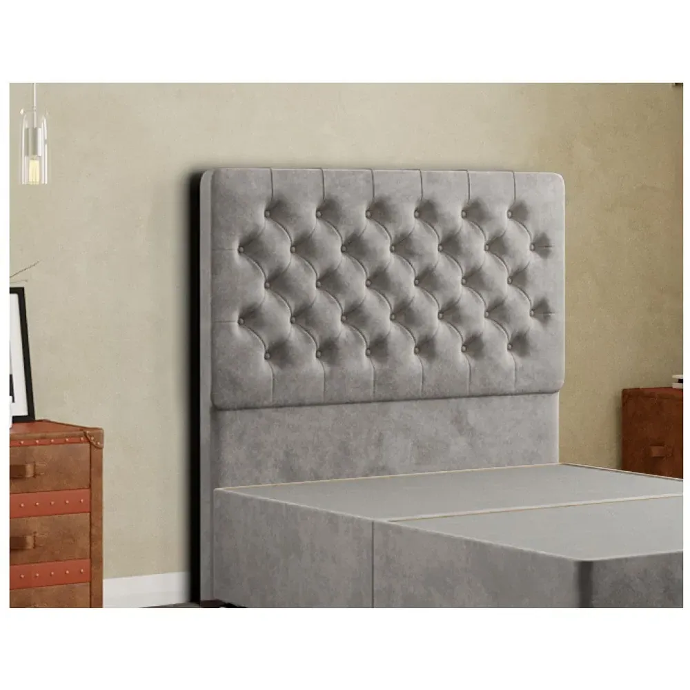 Winchester Small Double Floor Standing Headboard - Silver, Plush