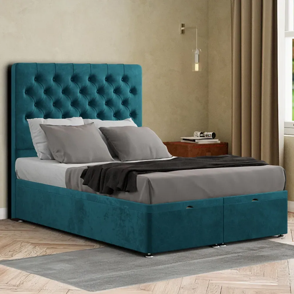 Winchester Small Double Ottoman Bed with Storage - Green