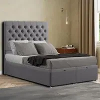 Winchester Small Double Ottoman Bed with Storage - Grey, Linen
