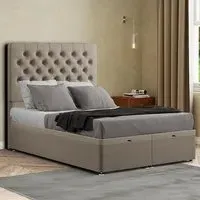 Winchester Super King Ottoman Bed with Storage - Beige, Linen