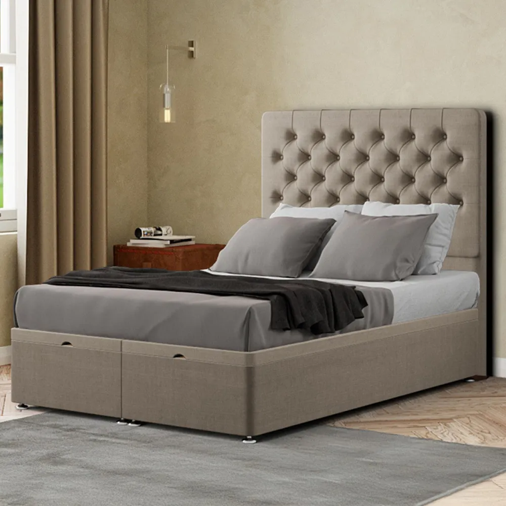 Winchester Super King Ottoman Bed with Storage - Beige, Linen