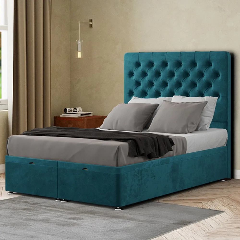 Winchester Super King Ottoman Bed with Storage - Emerald