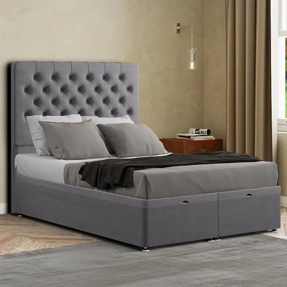 Winchester Super King Ottoman Bed with Storage - Grey, Linen
