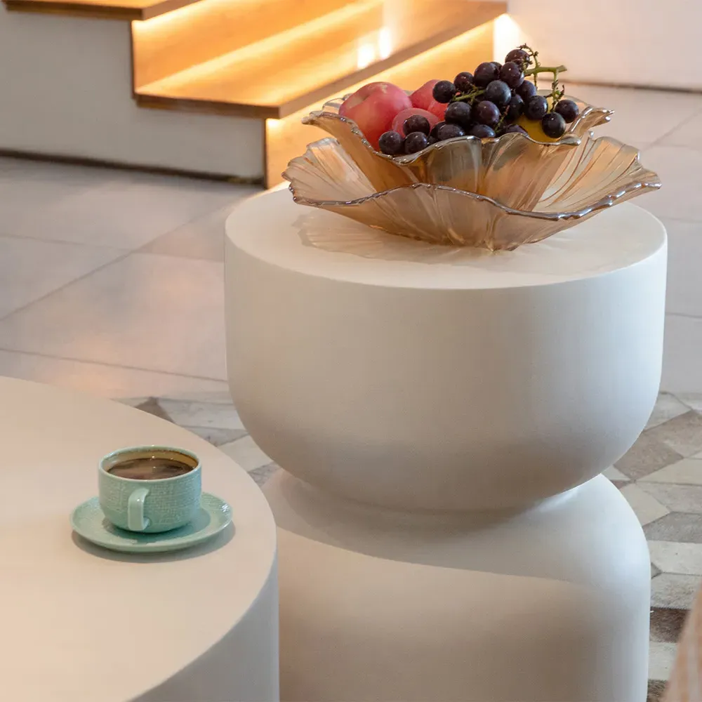 Chronos Hourglass Side Table - White, GRC