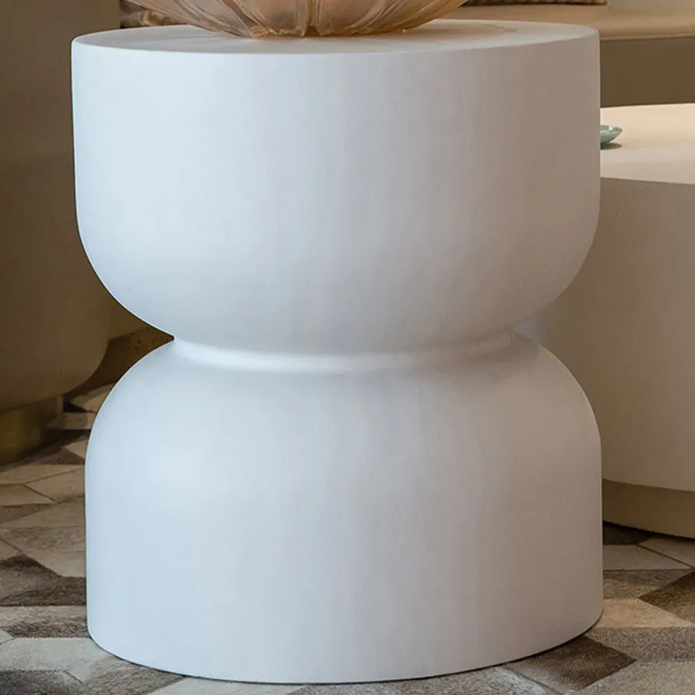 Chronos Hourglass Side Table - White, GRC