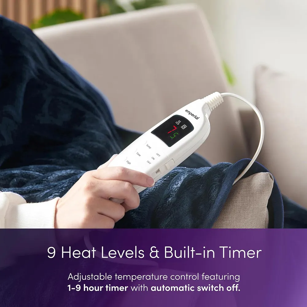 Electric Heated Throw Blanket - Blue, Micro Fleece