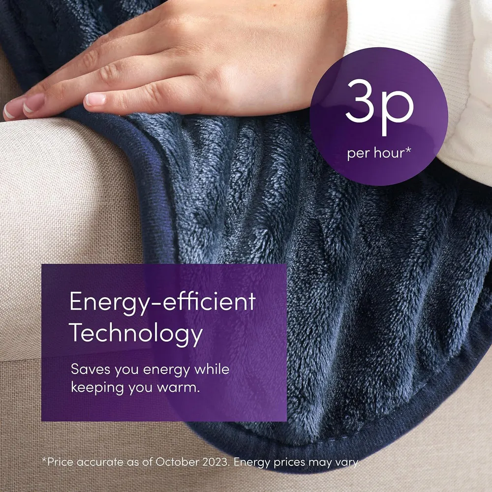 Electric Heated Throw Blanket - Blue, Micro Fleece