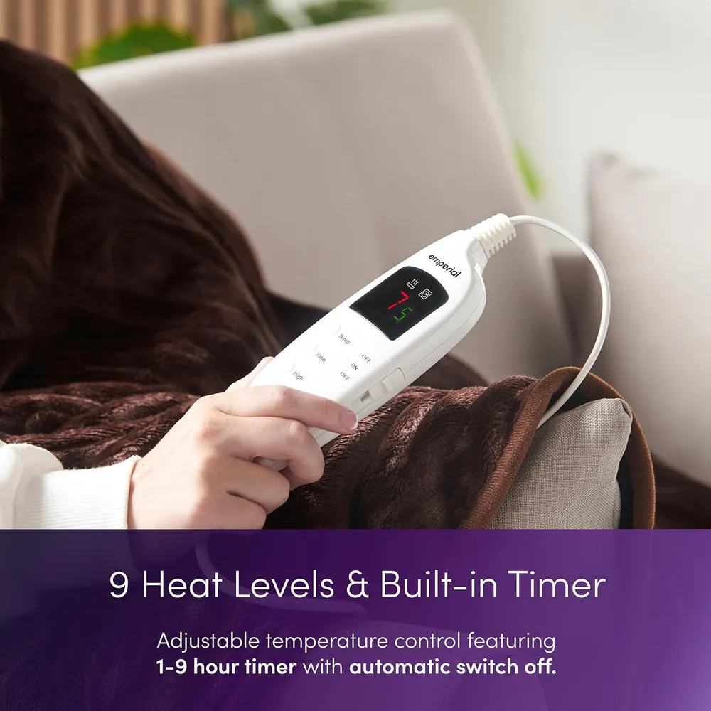 Electric Heated Throw Blanket - Brown, Micro Fleece