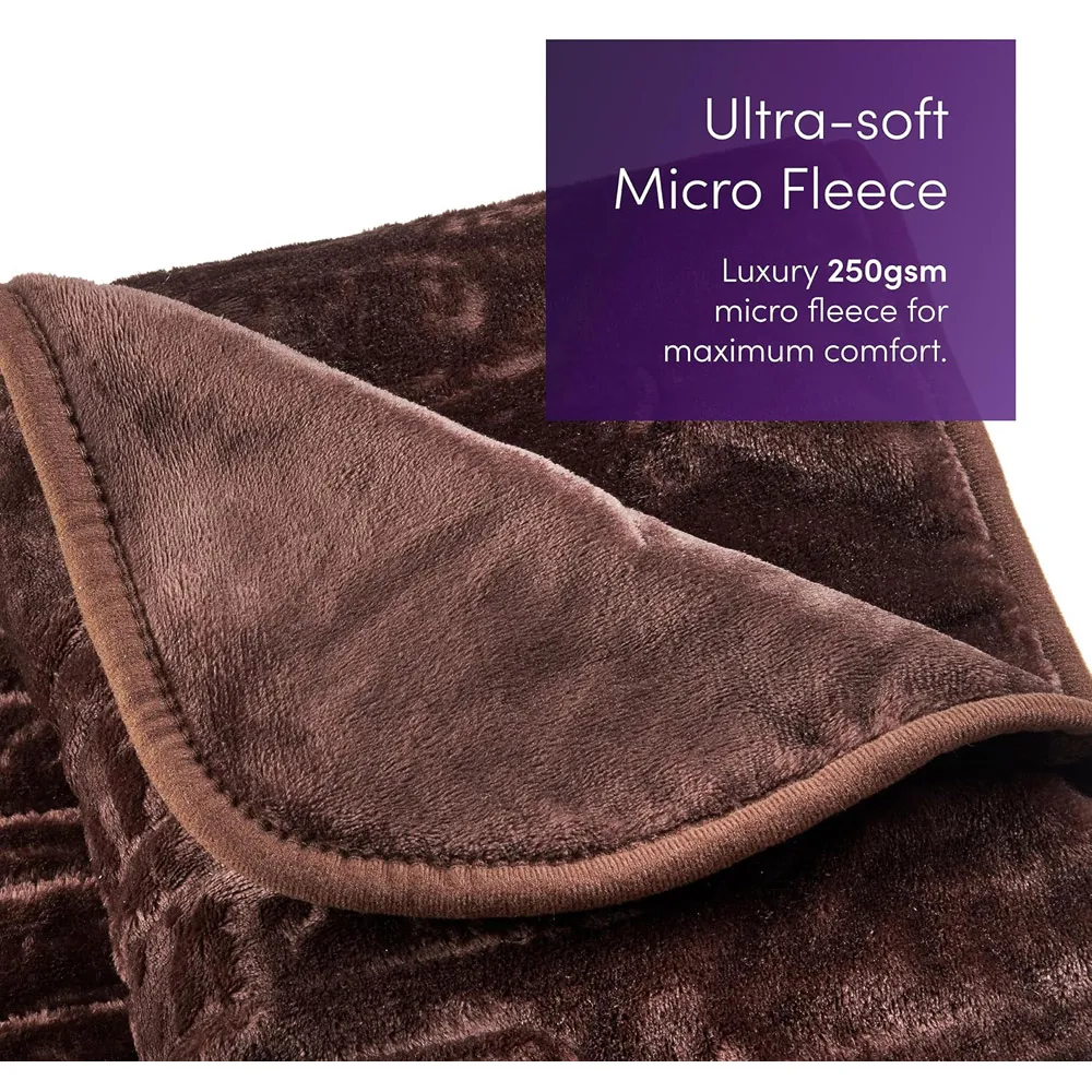 Electric Heated Throw Blanket - Brown, Micro Fleece