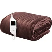 Electric Heated Throw Blanket - Brown, Micro Fleece