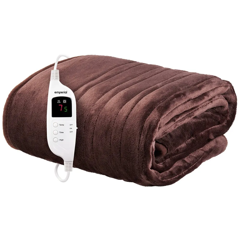 Electric Heated Throw Blanket - Brown, Micro Fleece