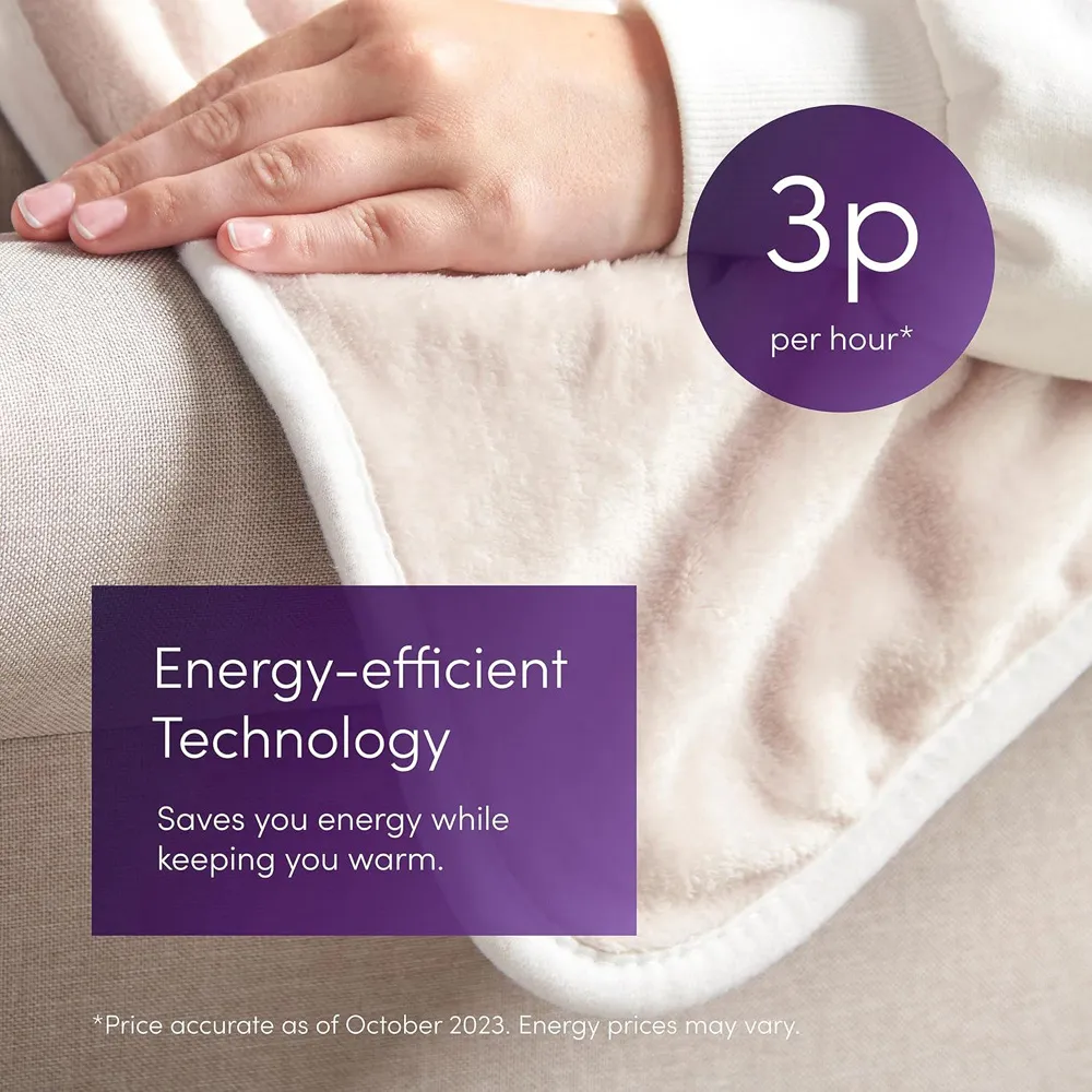Electric Heated Throw Blanket - Cream, Micro Fleece