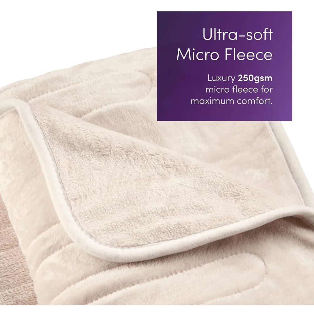 Electric Heated Throw Blanket - Cream, Micro Fleece