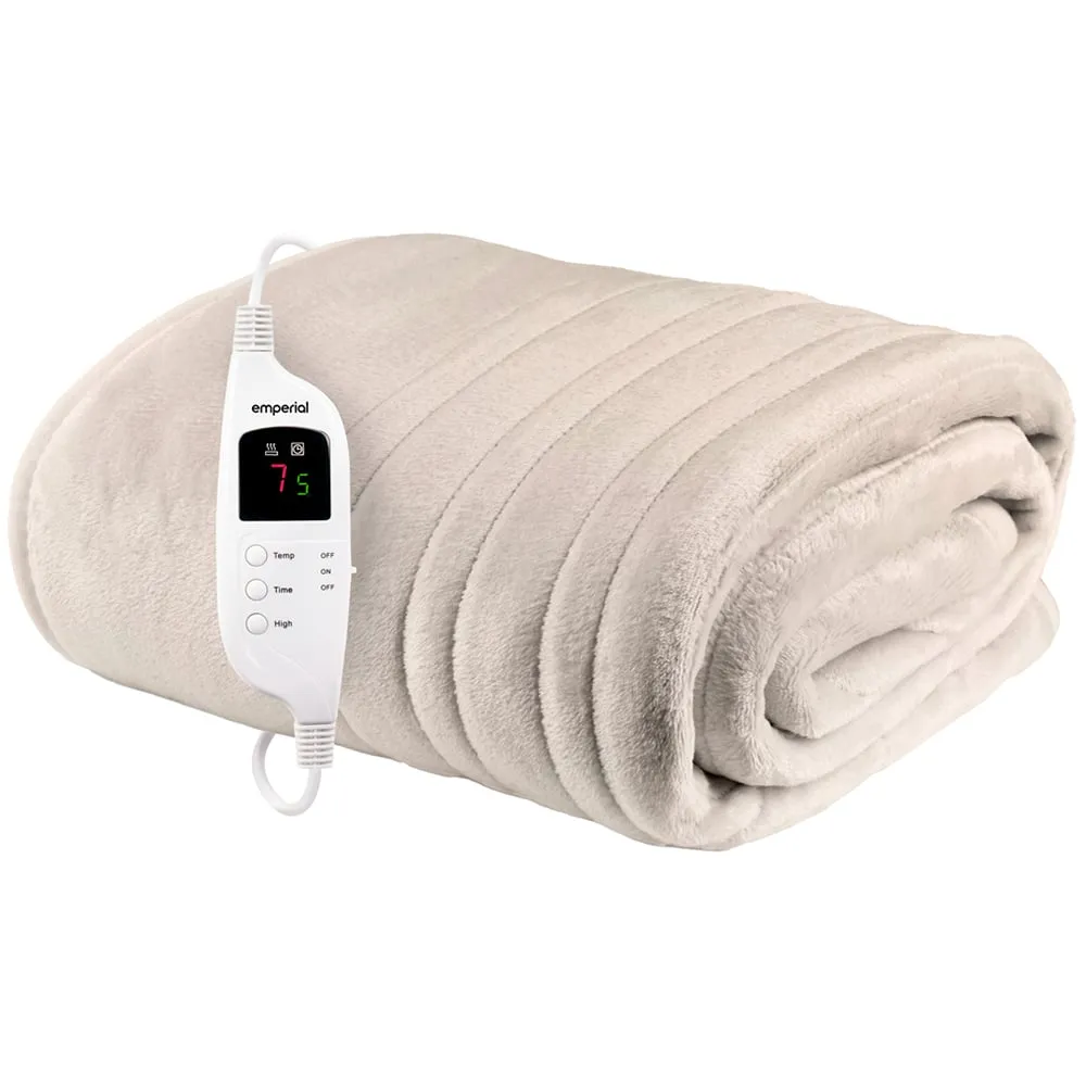 Electric Heated Throw Blanket - Cream, Micro Fleece