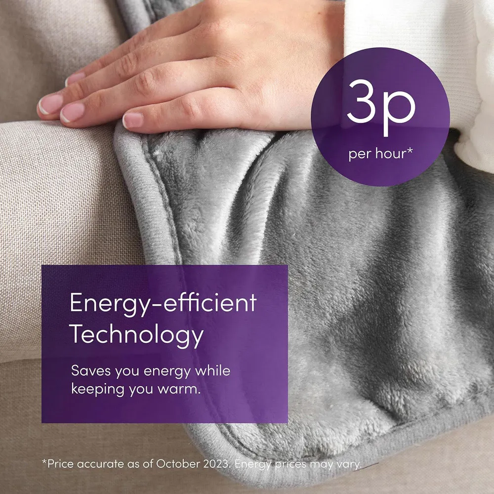 Electric Heated Throw Blanket - Grey, Micro Fleece