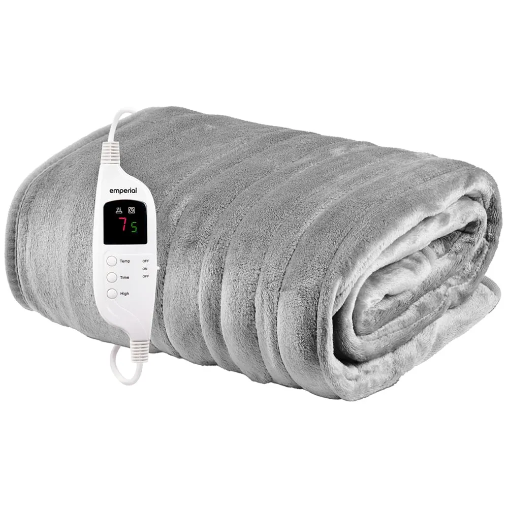 Electric Heated Throw Blanket - Grey, Micro Fleece