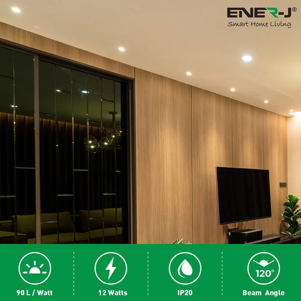 12W 6000K Round LED Panel Recessed Downlight 4 Pack