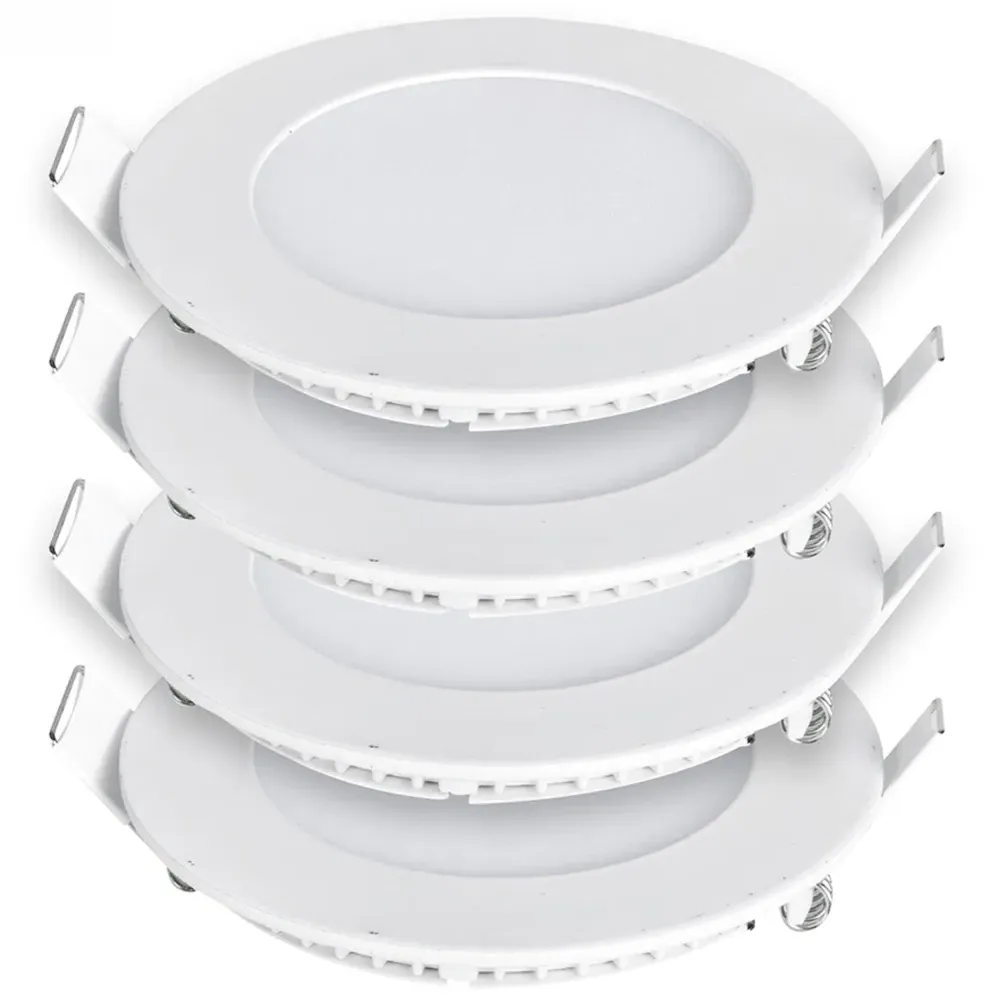 6W 4000K Round LED Panel Recessed Downlight 4 Pack