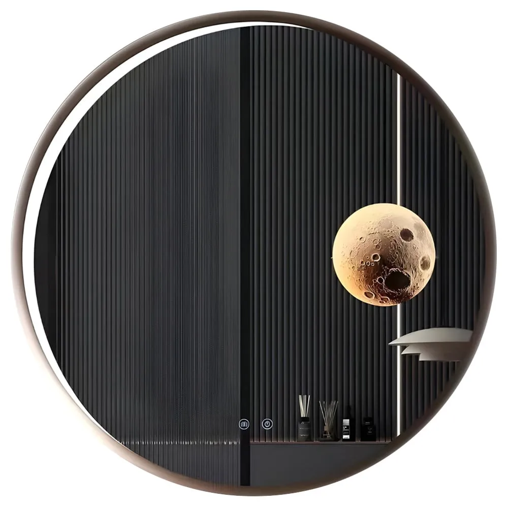 ENER-J Round LED Mirror with Dimmable Lighting - White, Aluminium image