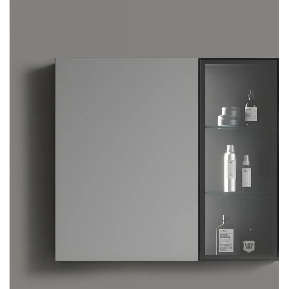 Rectangular LED Mirror Cabinet with Sensor - Black, Aluminium