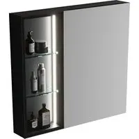 Rectangular LED Mirror Cabinet with Sensor - Black, Aluminium