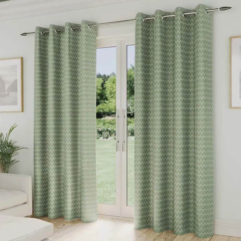 Aspen Thermal Eyelet Curtains 229 x 183cm - Green image
