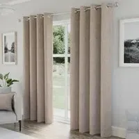 Austin Blackout Eyelet Thermal Curtains - Natural, Polyester