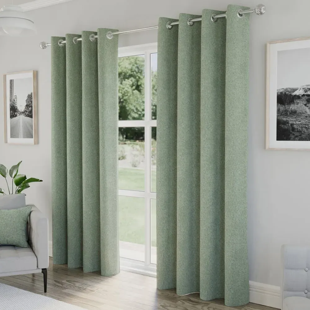 Austin Thermal Blackout Eyelet Curtains - Green image