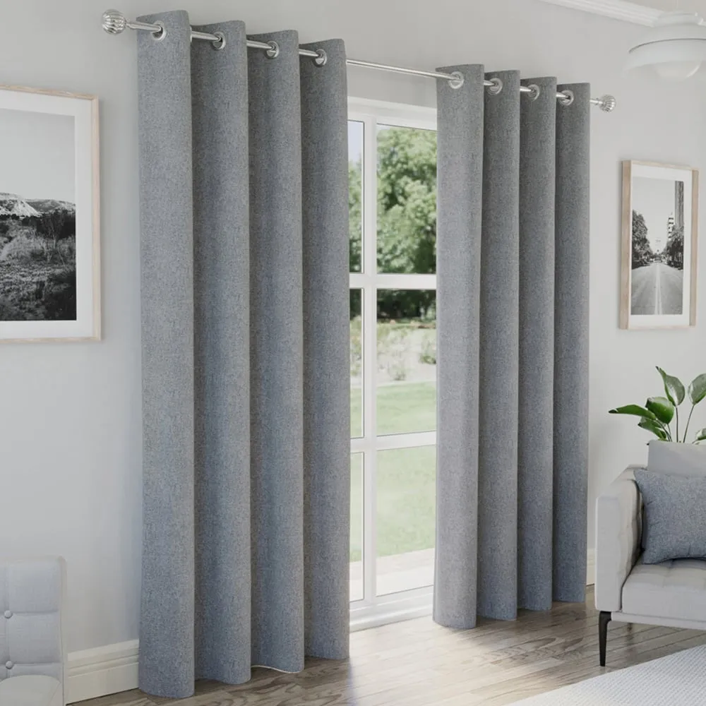 Austin Thermal Blackout Eyelet Curtains - Grey