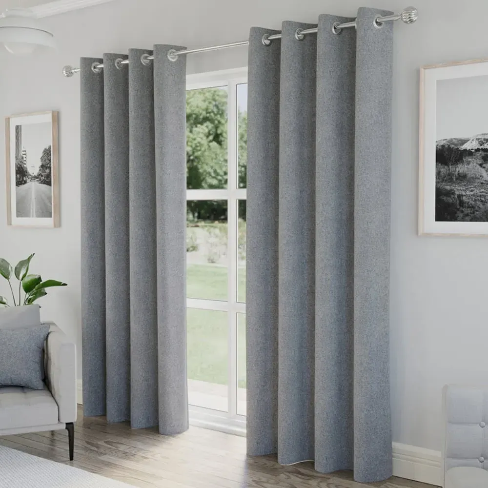 Austin Thermal Blackout Eyelet Curtains - Grey