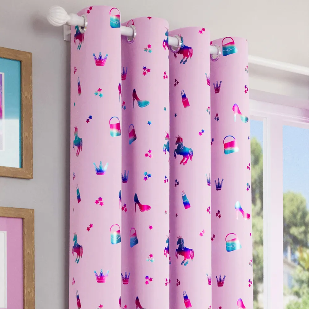 Charm Thermal Darkening Eyelet Curtains - Pink