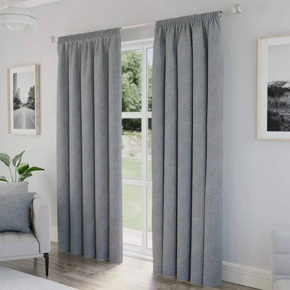 Dallas Thermal Blackout Pencil Pleat Curtains - Grey