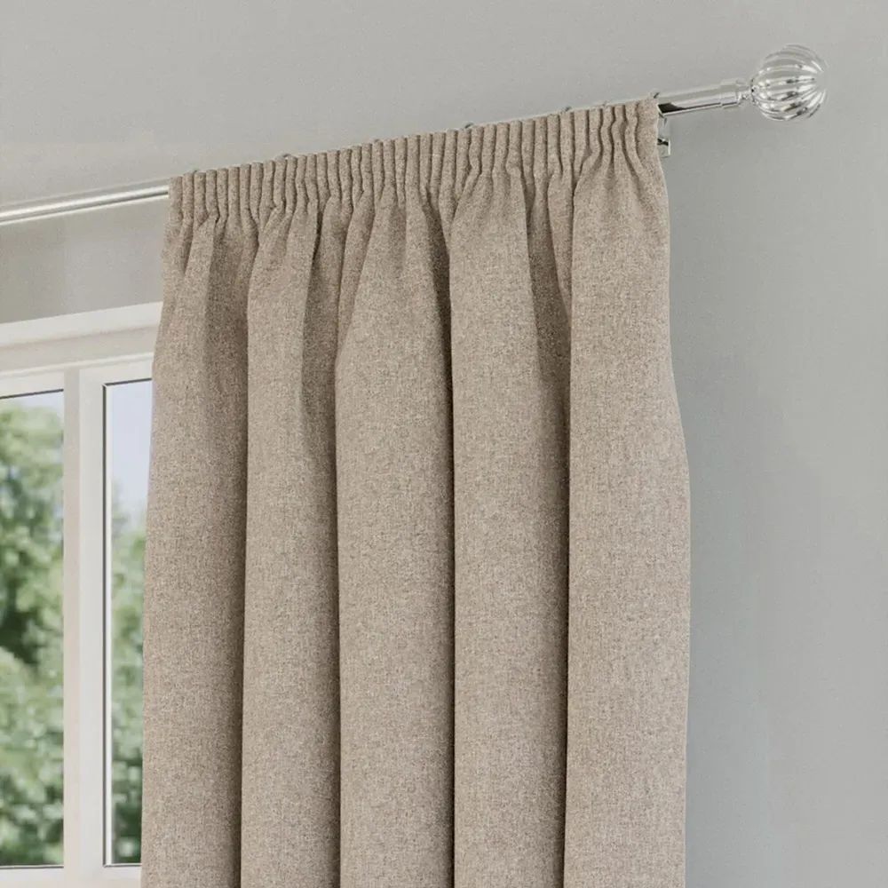 Dallas Thermal Blackout Pencil Pleat Curtains - Natural
