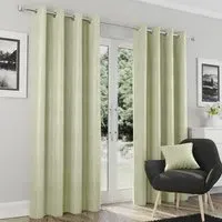 Goodwood Embossed Wave Thermal Eyelet Curtains - Green, Polyester