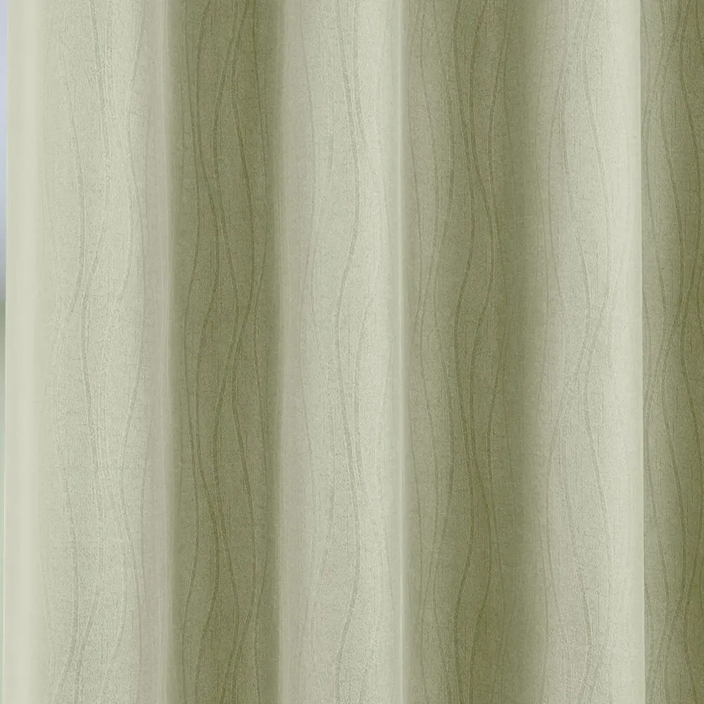 Goodwood Embossed Wave Thermal Eyelet Curtains - Green, Polyester