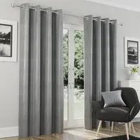 Goodwood Embossed Wave Thermal Eyelet Curtains - Silver