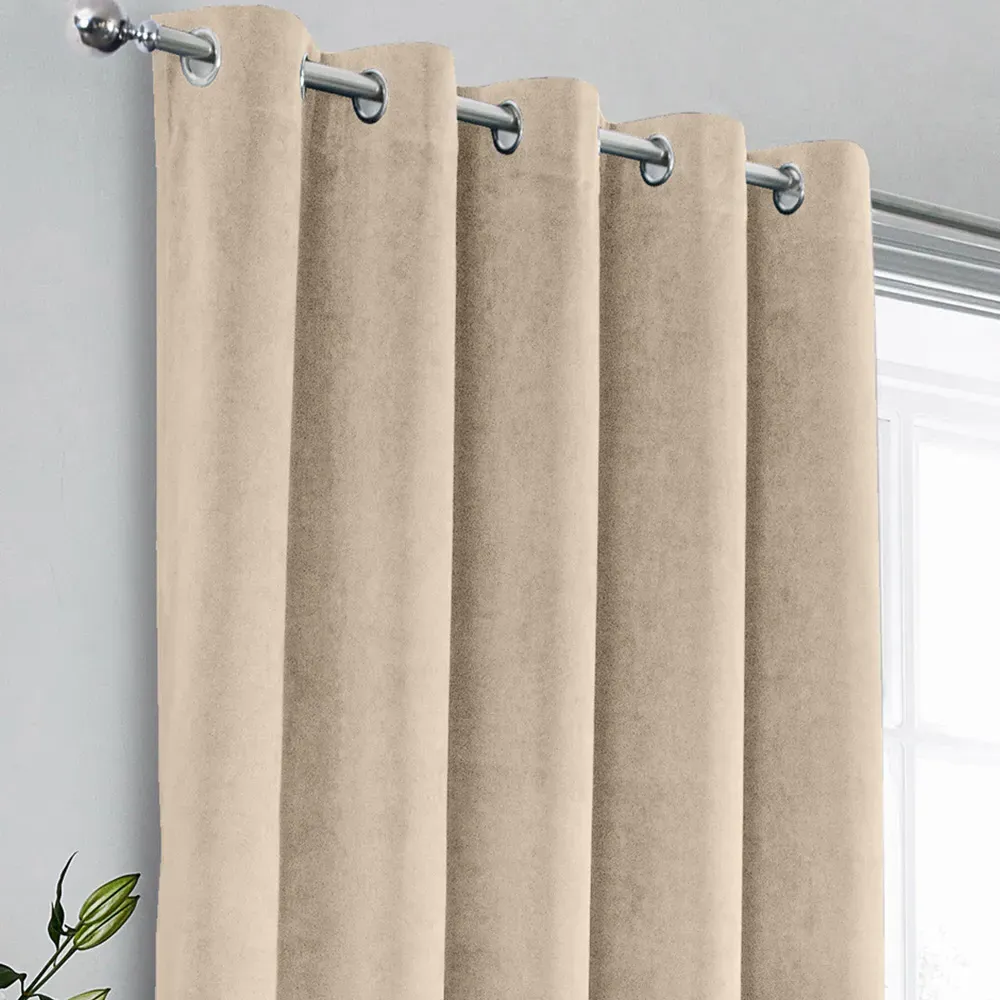 Hampton Blackout Thermal Eyelet Curtains - Cream, Velvet