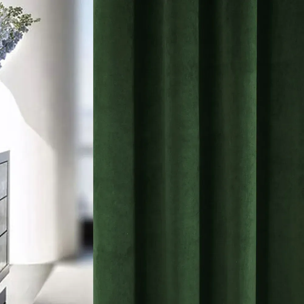 Hampton Blackout Thermal Eyelet Curtains - Green, Velvet