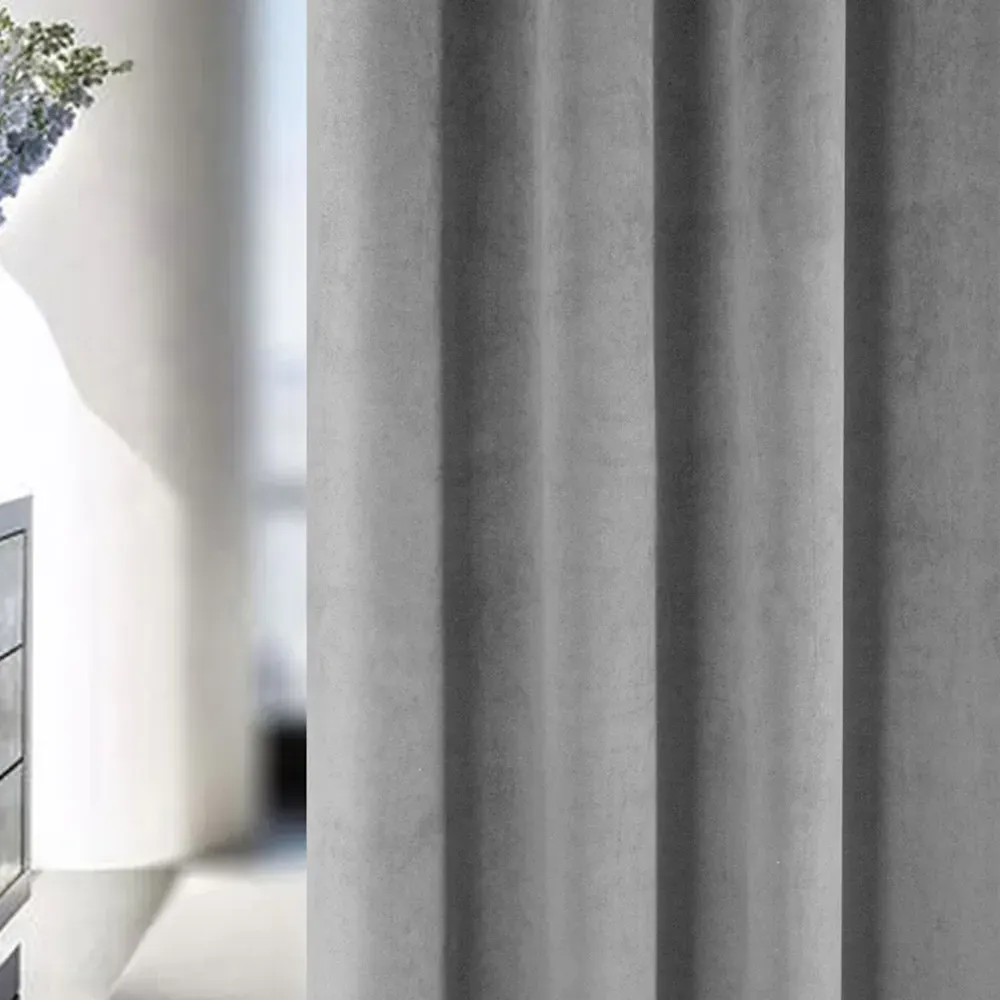 Hampton Blackout Thermal Eyelet Curtains - Grey, Velvet