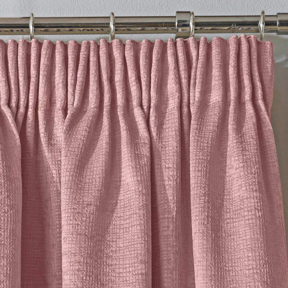 Matrix Thermal Pencil Pleat Curtains - Blush, Polyester