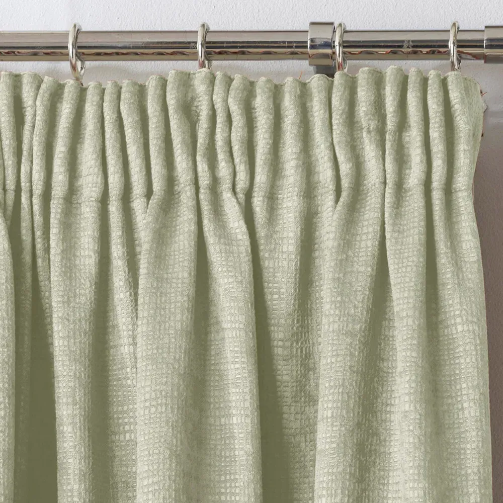 Matrix Thermal Pencil Pleat Curtains - Green, Polyester