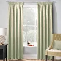Matrix Thermal Pencil Pleat Curtains - Green, Polyester