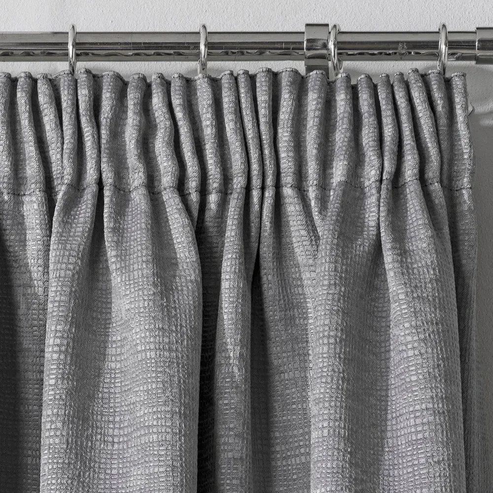 Matrix Thermal Pencil Pleat Curtains - Grey, Polyester