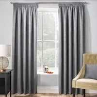 Matrix Thermal Pencil Pleat Curtains - Grey, Polyester