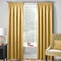 Matrix Thermal Pencil Pleat Curtains - Ochre, Polyester