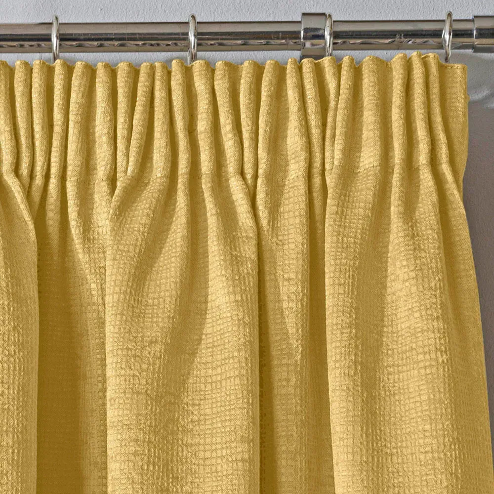 Matrix Thermal Pencil Pleat Curtains - Ochre, Polyester