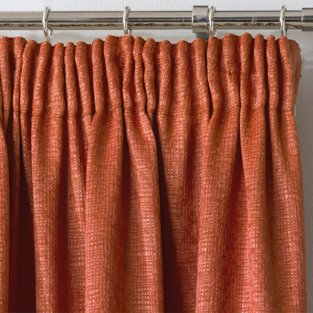 Matrix Thermal Pencil Pleat Curtains - Orange, Polyester