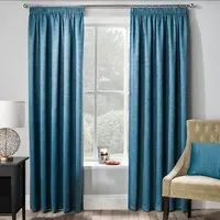 Matrix Thermal Pencil Pleat Curtains - Teal, Polyester